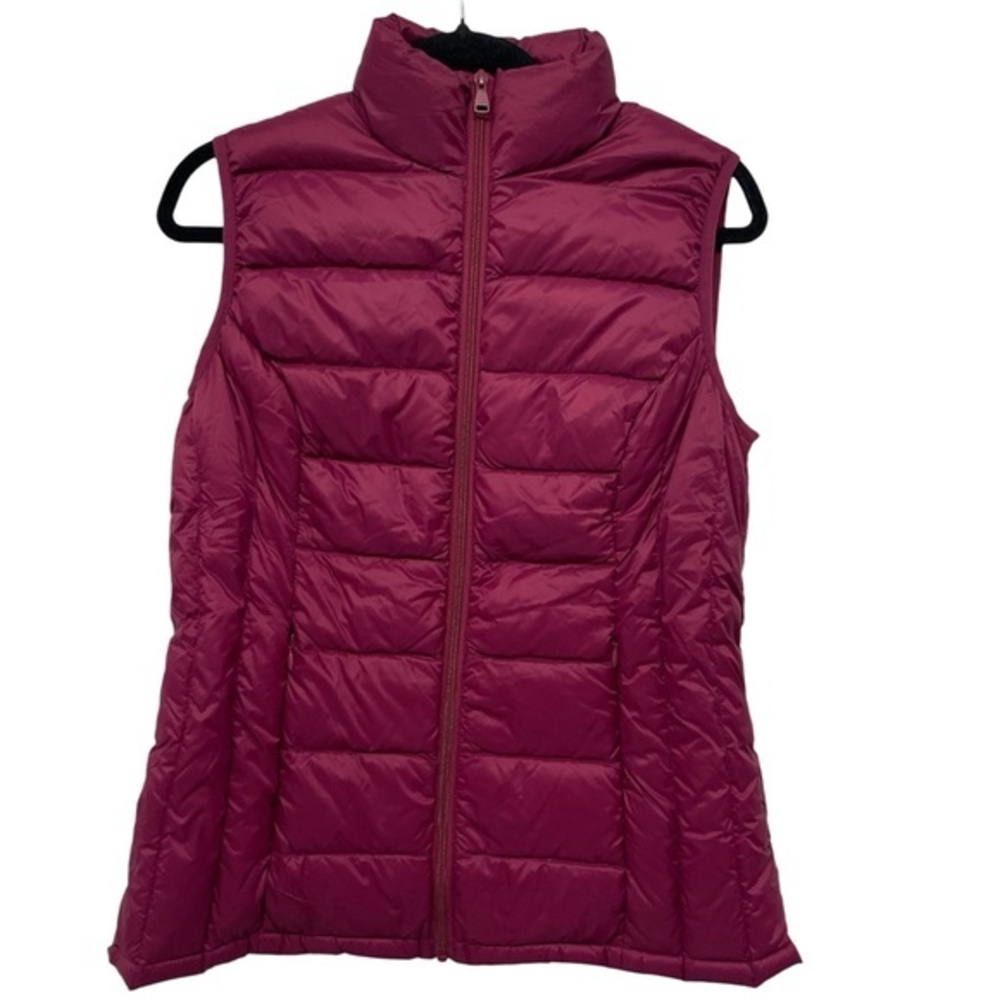 Market & Spruce Berry Purple Quilted Nylon Down Filled Full Zip Vest Size Medium